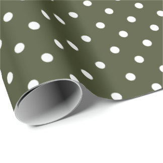 Olive Green | White Polka Dot Wrapping Paper