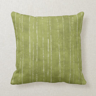Olive green & white stripe pattern throw pillow