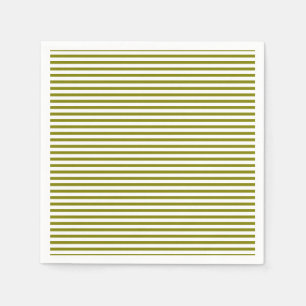 Olive green white stripes pattern party paper napkin