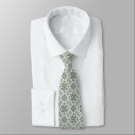Olive Green & White Tatreez Henna Thobe Pattern Tie<br><div class="desc">Modern dark green and white traditional Tatreez Henna Thobe artwork Arabesque Pattern necktie by Socktiety. Check out the matching socks to complete your outfit.</div>