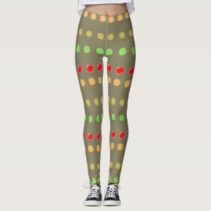 Olive Green With Polka-Dots Leggings