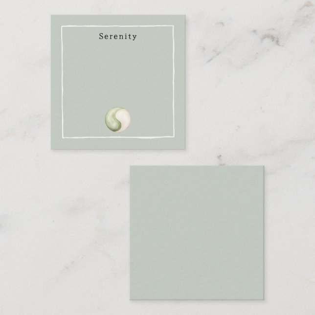 Olive Green Yin Yang Meditation Personalized  Card (Front/Back)