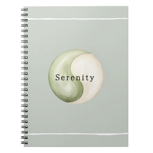 Olive Green Yin Yang Meditation Personalized  Notebook (Front)