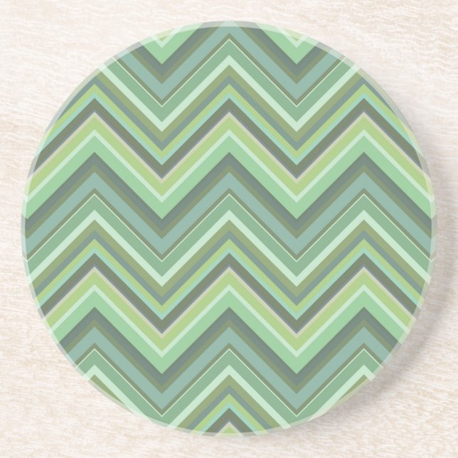 Olive green zigzag stripes coaster (Front)