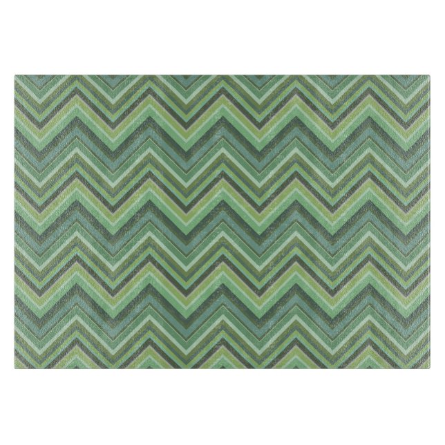 Olive green zigzag stripes cutting board (Front)
