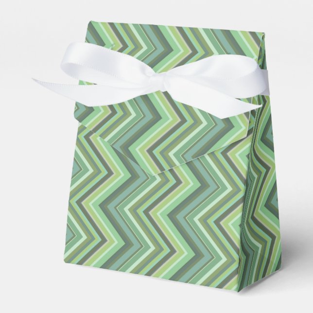 Olive green zigzag stripes favor box (Front Side)