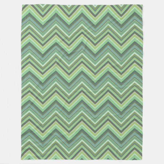 Olive green zigzag stripes fleece blanket (Front)