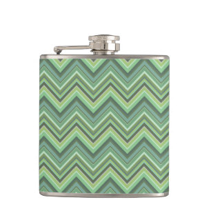 Olive green zigzag stripes hip flask