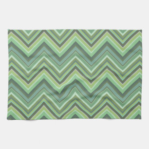 Olive green zigzag stripes kitchen towel