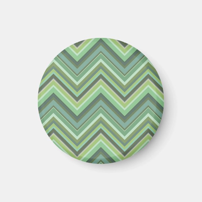 Olive green zigzag stripes magnet (Front)