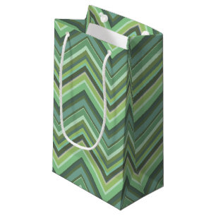 Olive green zigzag stripes small gift bag