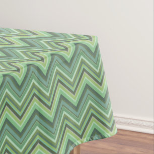 Olive green zigzag stripes tablecloth