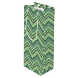 Olive green zigzag stripes wine gift bag