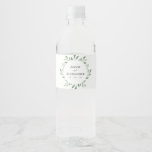 Olive Greenery Botanical Watercolor Water Bottle Label