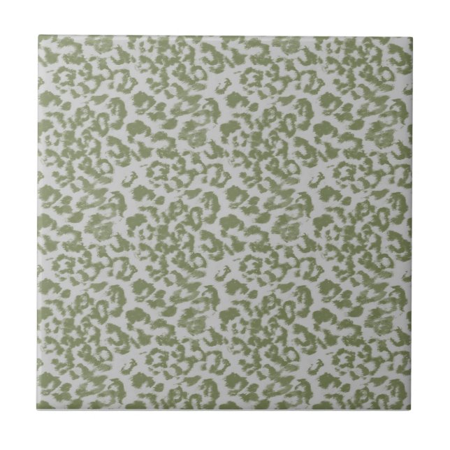 Olive grey spotted leopard  tile (Front)