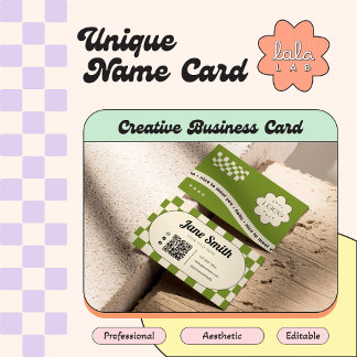 Olive Groovy Editable Business Card for Studio