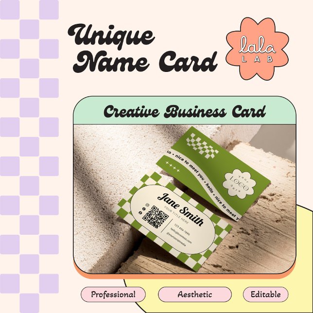 Olive Groovy Editable Business Card for Studio (Creator Uploaded)