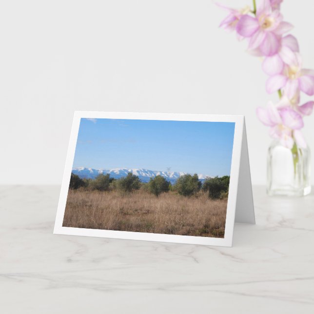 Olive Grove and Snowy Mountains Card (Orchid)