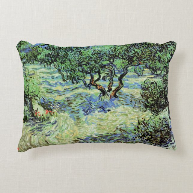 Olive Grove by Vincent van Gogh Accent Pillow (Front)
