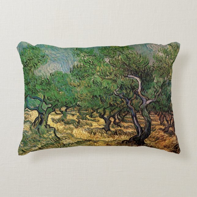 Olive Grove by Vincent van Gogh Accent Pillow (Front)