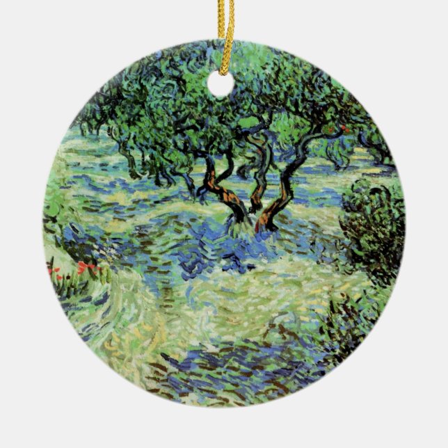 Olive Grove by Vincent van Gogh Ceramic Ornament (Front)