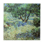 Olive Grove by Vincent van Gogh Tile<br><div class="desc">Olive Grove by Vincent van Gogh is a vintage fine art post impressionism nature painting. Van Gogh painted over a dozen landscapes of olive trees while living in the south of France. An orchard filled with fruit trees on a farm in the summer season. About the artist: Vincent Willem van...</div>