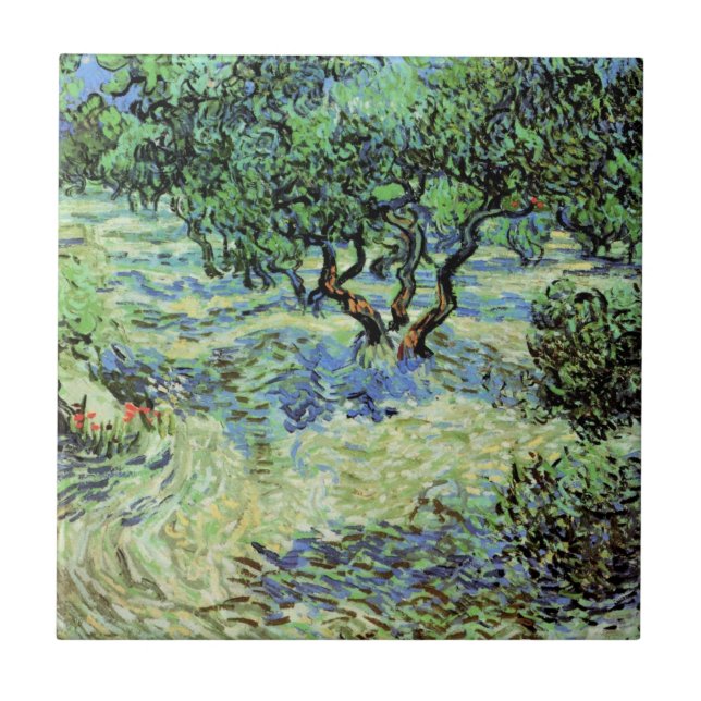 Olive Grove by Vincent van Gogh Tile (Front)