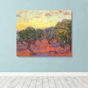 Olive Grove, Orange Sky by Vincent van Gogh Canvas Print