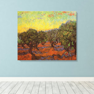 Olive Grove, Orange Sky by Vincent van Gogh Canvas Print