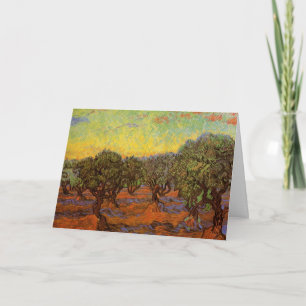 Olive Grove, Orange Sky by Vincent van Gogh Card