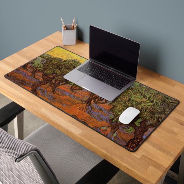 Olive Grove, Orange Sky by Vincent van Gogh Desk Mat (Office 2)
