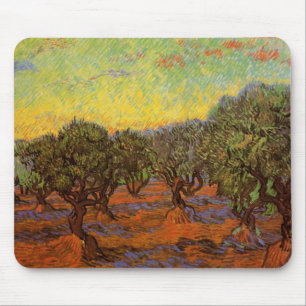 Olive Grove, Orange Sky by Vincent van Gogh Mouse Pad