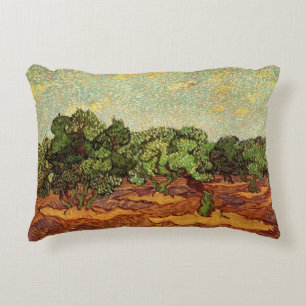 Olive Grove, Pale Blue Sky by Vincent van Gogh Accent Pillow