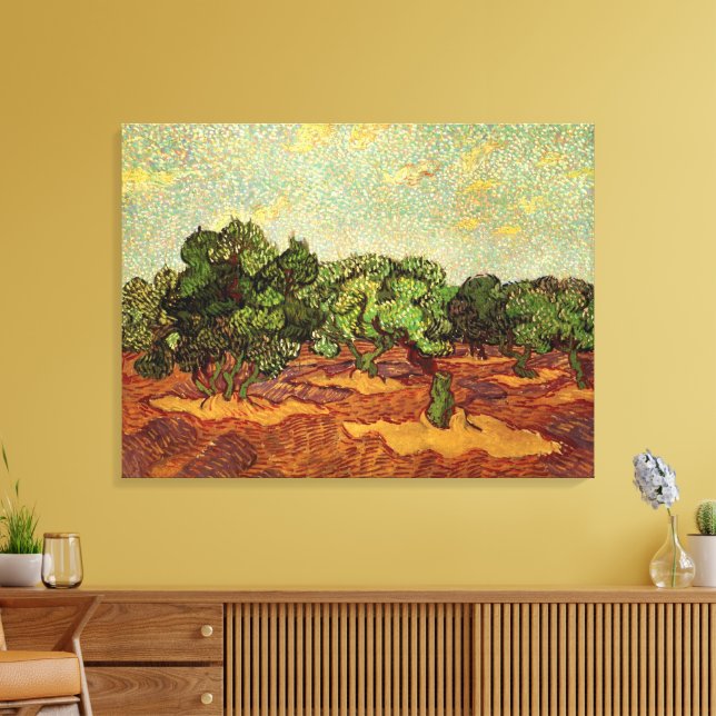 Olive Grove, Pale Blue Sky by Vincent van Gogh Canvas Print (Insitu(LivingRoom))