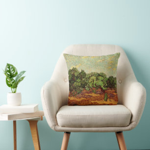 Olive Grove, Pale Blue Sky by Vincent van Gogh Throw Pillow