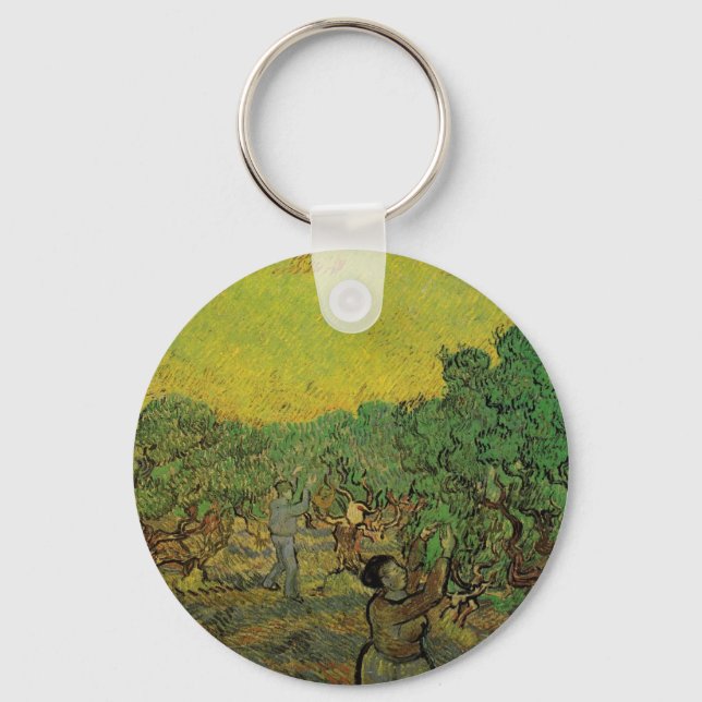 Olive Grove with Picking Figures, Vincent van Gogh Keychain (Front)