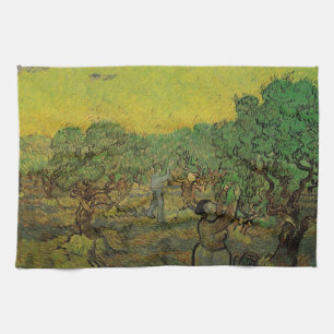 Olive Grove with Picking Figures, Vincent van Gogh Kitchen Towel