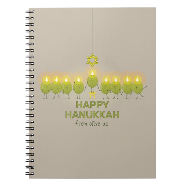 Olive Hanukkah Menorah Notebook (Front)