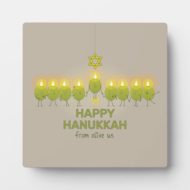 Olive Hanukkah Menorah Plaque (Front)