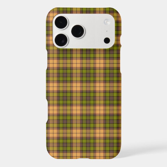 Olive Harvest Gold Plaid Tartan Retro iPhone Case (Verso)