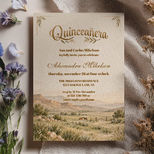 Olive Horse Ranch Western Quinceañera Invitation