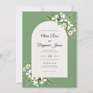 Olive Jasmine Fern Wedding Invitation