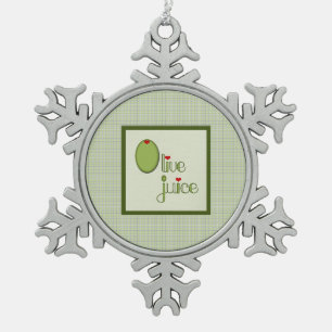 Olive Juice Snowflake Pewter Christmas Ornament