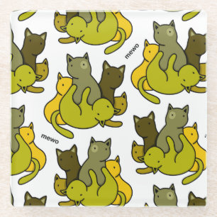Olive kittens glass coaster