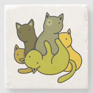 Olive kittens stone coaster