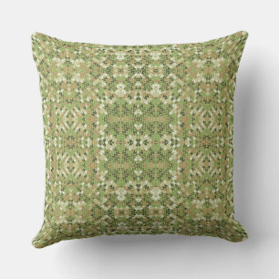 olive knitted ethnic rustic ornament outdoor pillow