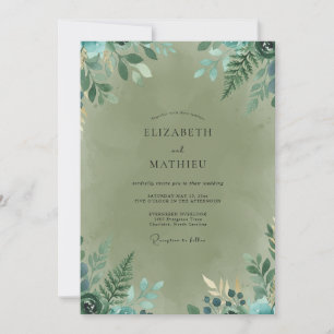 Olive Leaf Fern Wedding Invitation
