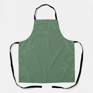 Olive leaf monogram design apron