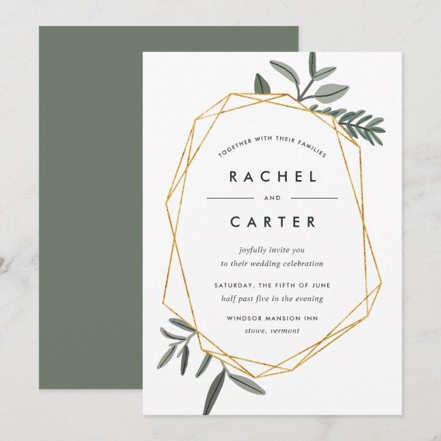 Olive Leaf Wedding Invitation (Front/Back)