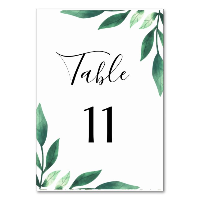 Olive Leaves and Gold Geometric Wedding  Table Num Table Number (Front)